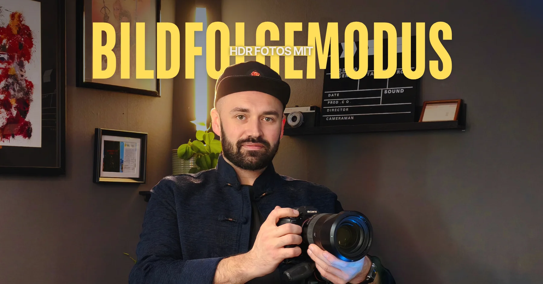 HDR Bildfolgemodus HDR Bildfolgemodus. Fotograf mit Kamera auf Stativ